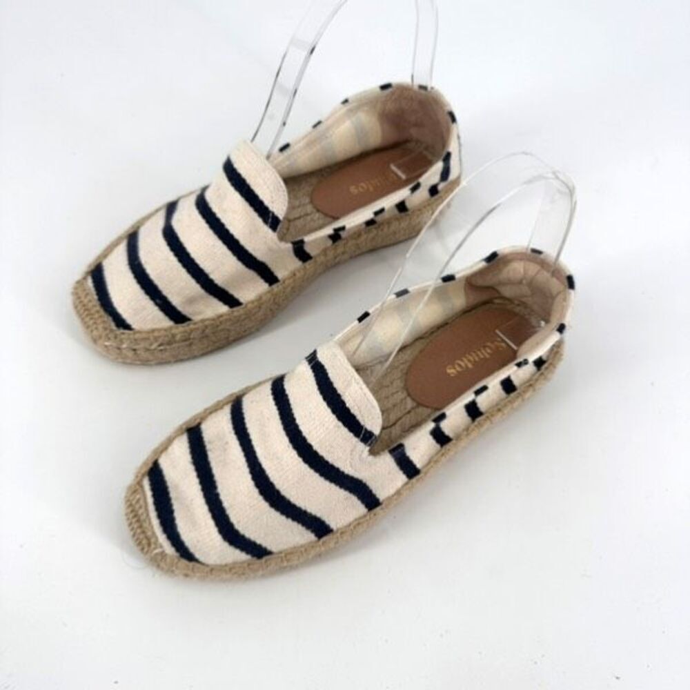Soludos‎ Smoking Slipper Espadrille slip on shoes striped black tan size 5